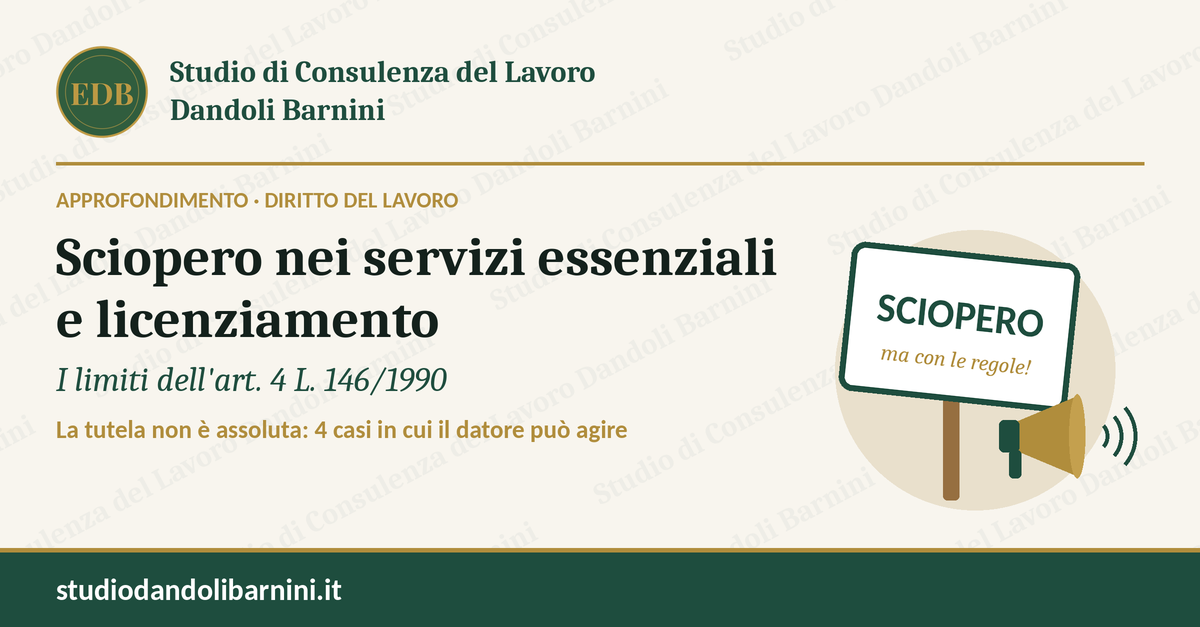 Sciopero nei servizi essenziali e licenziamento: i limiti dell'art. 4 L. 146/1990